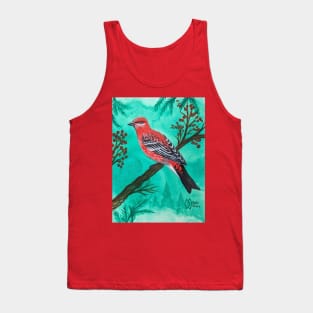 Pine grosbeak in the evergreen forest Tank Top